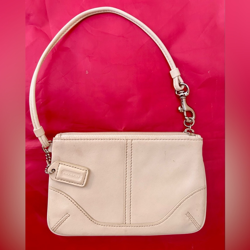 Coach Cream Leather Wristlet